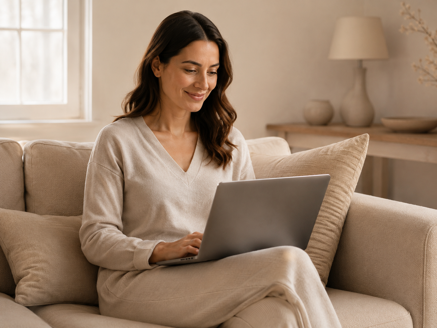 Woman focused during a cognitive wellness session